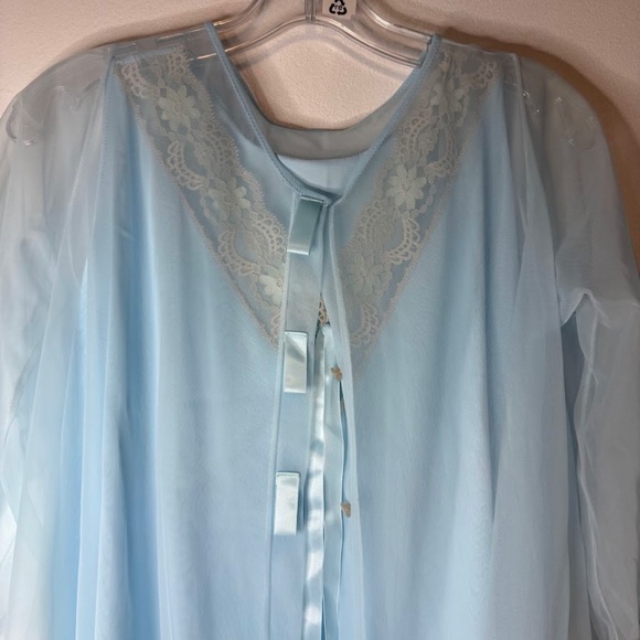 Vintage 50s 60s Pinehurst Lingerie Blue Nylon Baby Doll Peignoir Lingerie - Picture 2 of 8